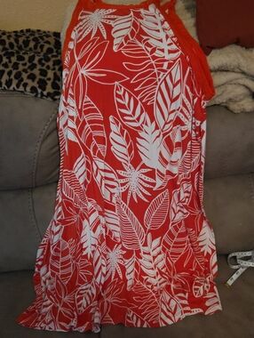 Old Navy Orange and White Printed Dress Size Large
